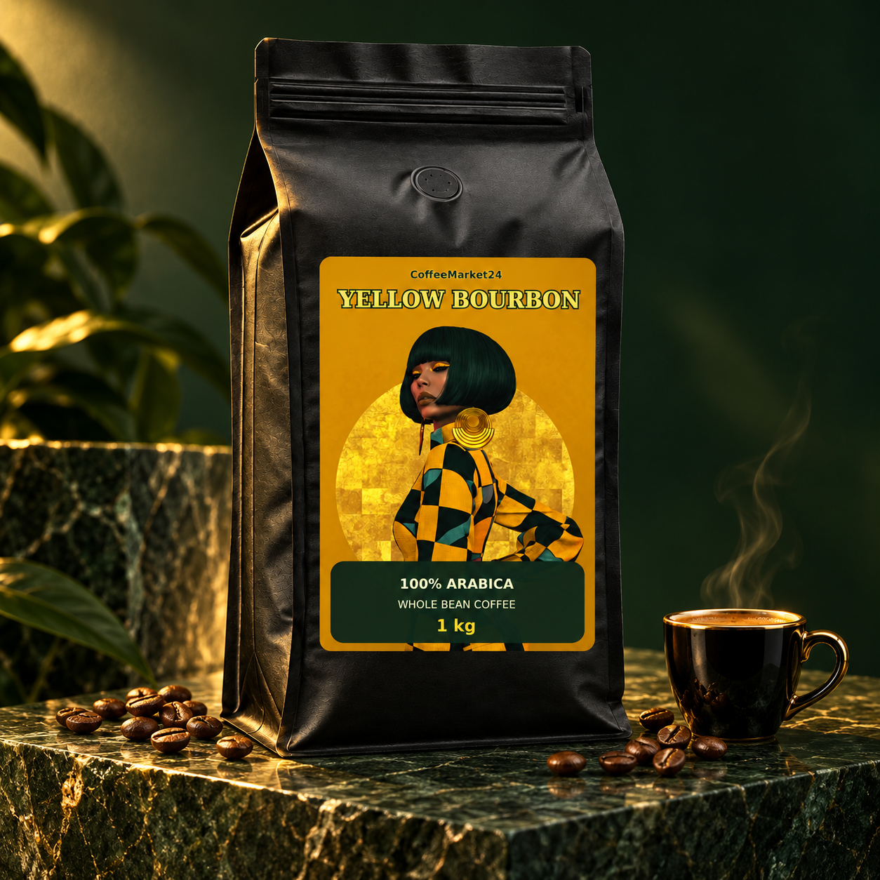 CoffeeMarket24 Brazil Yellow Bourbon Coffee 100% Arabica 1 kg