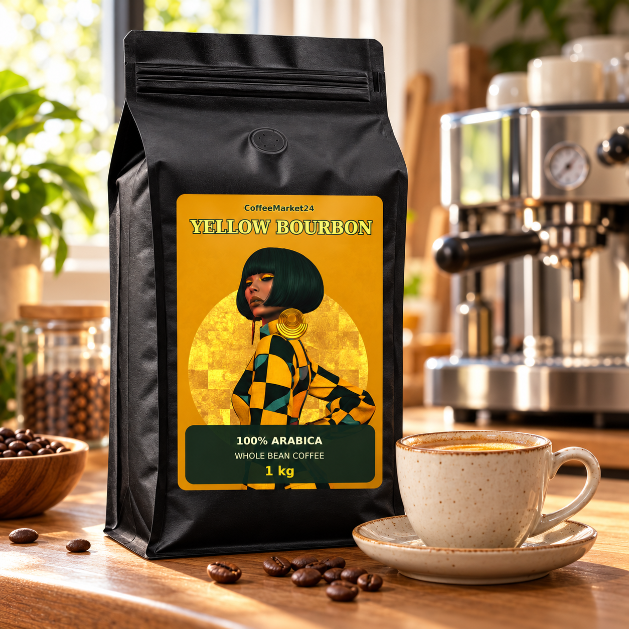 CoffeeMarket24 Brazil Yellow Bourbon Coffee 100% Arabica 1 kg